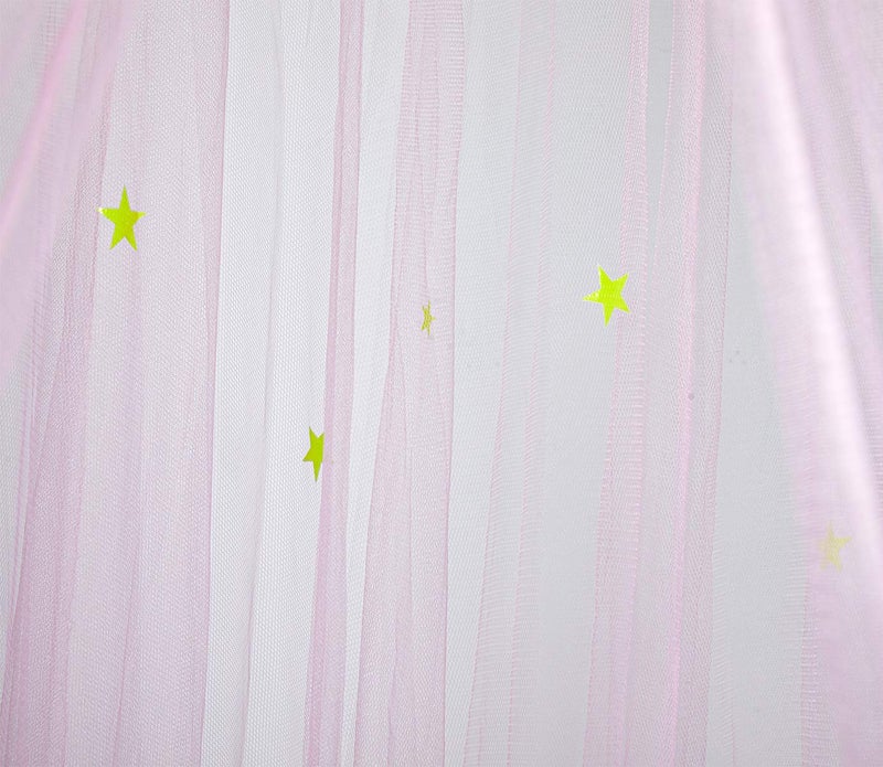 BCBYou Baby, Kids & Adult Mosquito Net Canopy with Glow in Dark Stars, for Crib, Kids, Girls or Full Size Bed (Pink) - Image 3